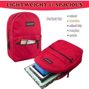 Backpacks with Adjustable Padded Straps|School Backpacks for Girls, Boys- RED